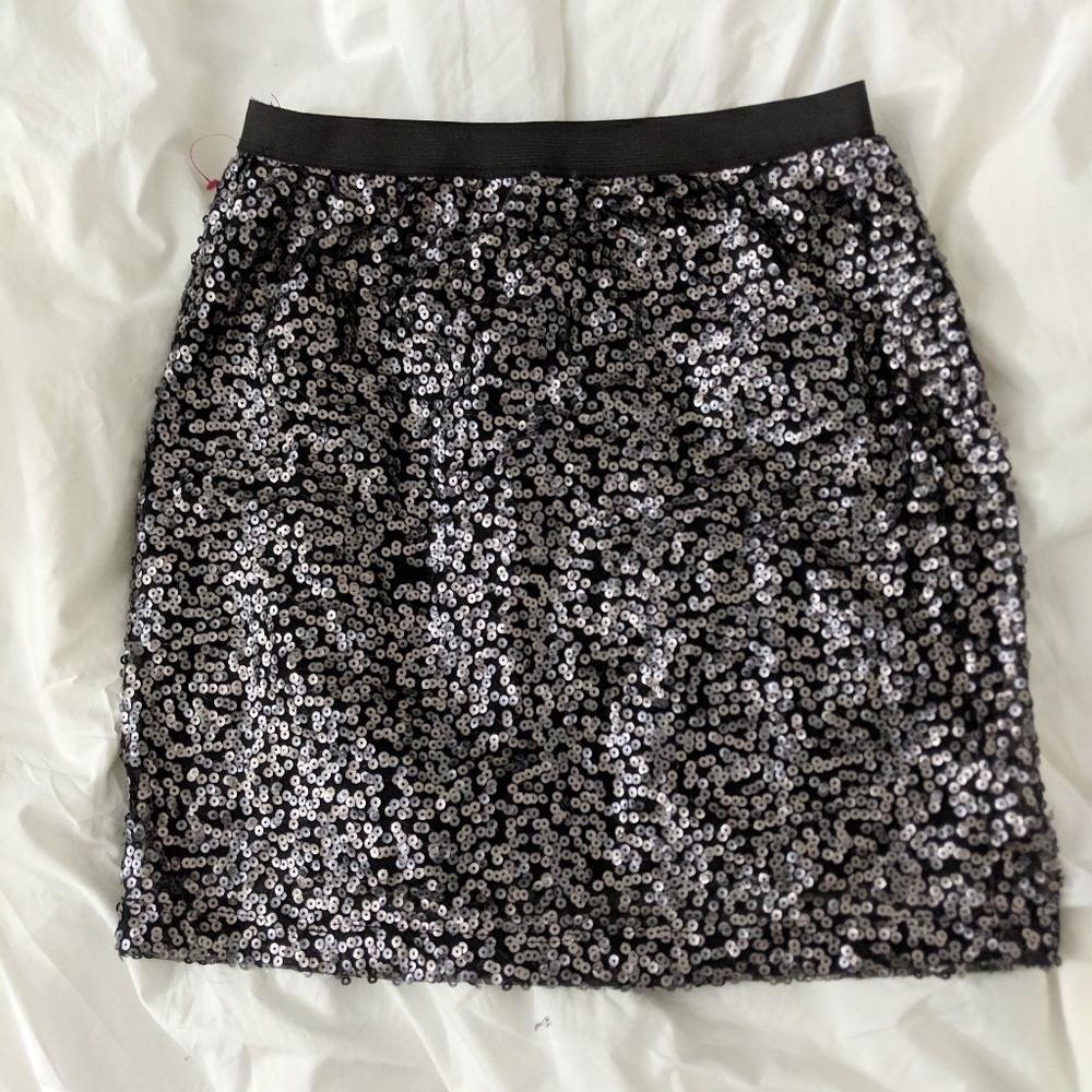 Garage silver sequin mini skirt